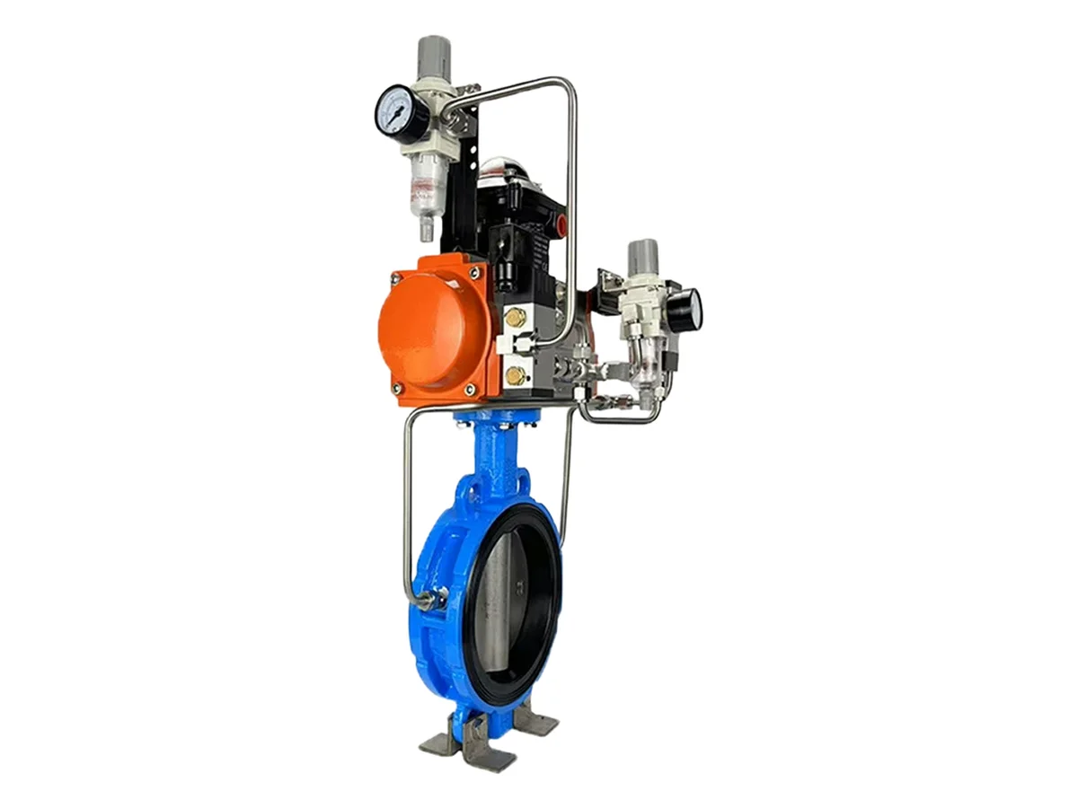 Butterfly valve with cylinder actuator - view 3
