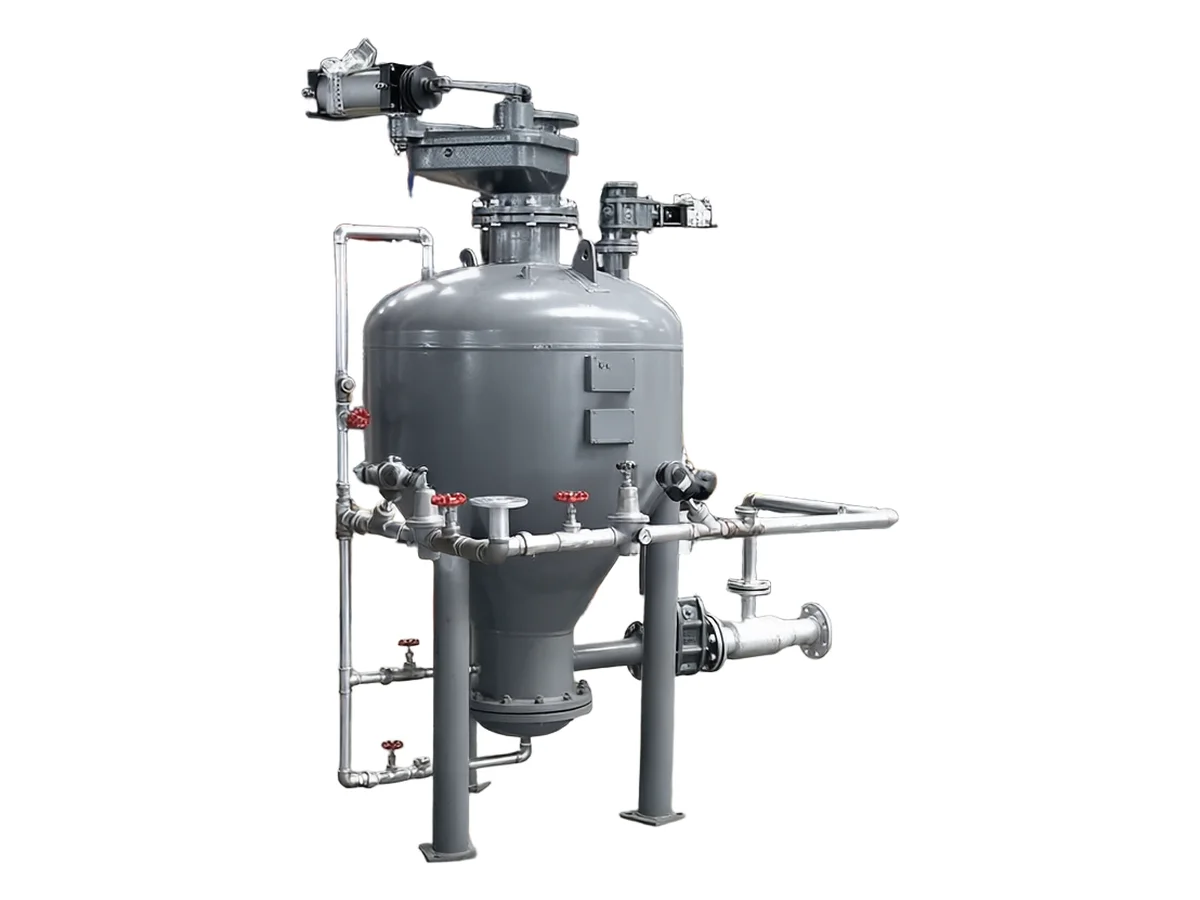 Dense-phase blow tank with control piping - view 2